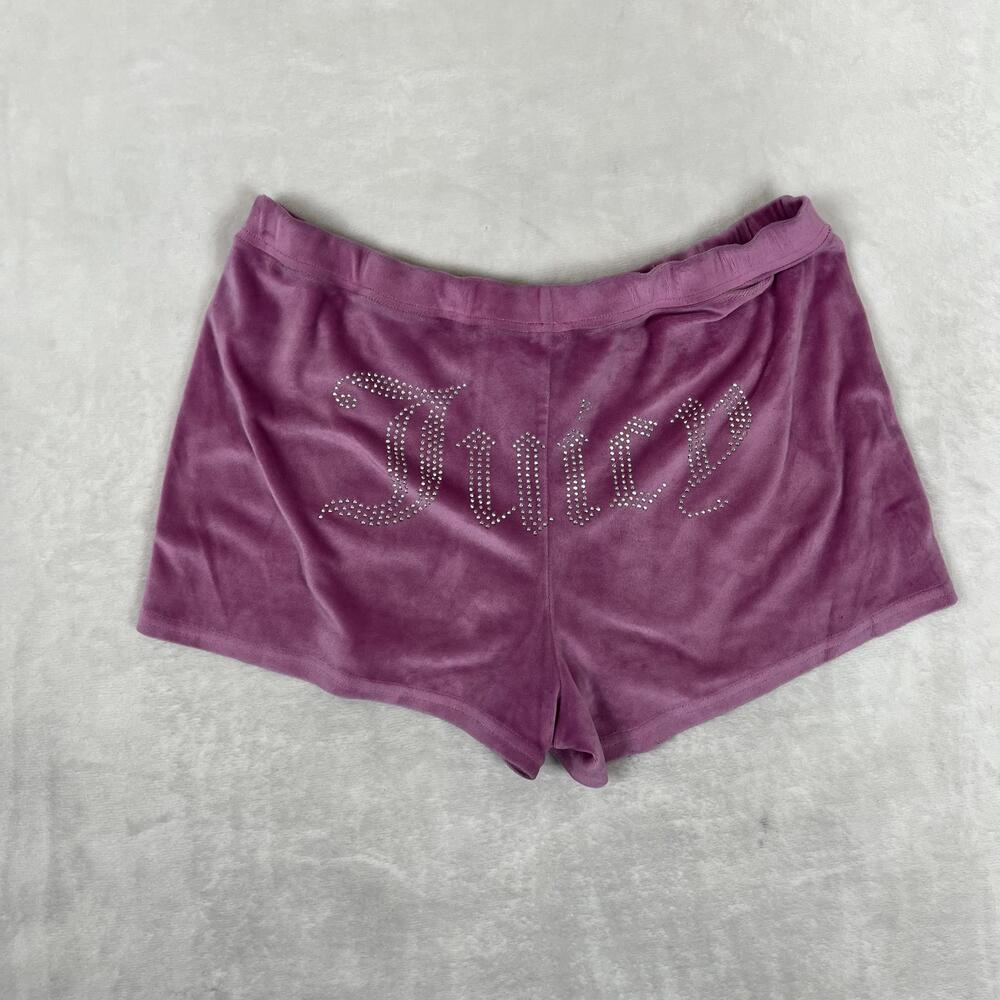 Juicy Couture Sweat Shorts Womens Medium Pink Velour Juicy Rhinestone Logo Y2K